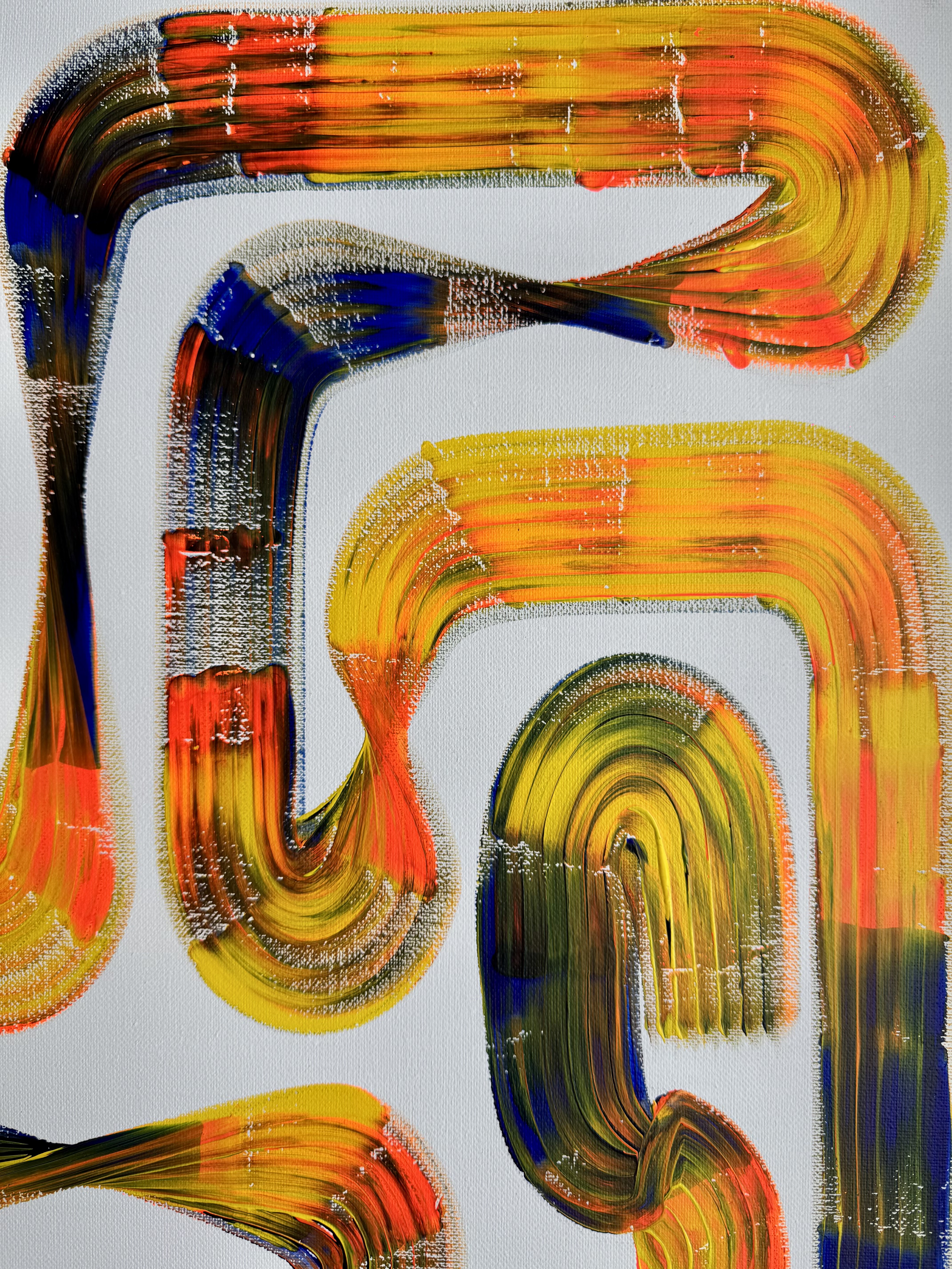 Lineage Blanc / 01, surface detail, Acrylic on canvas, 50 x 70 cm, 2026