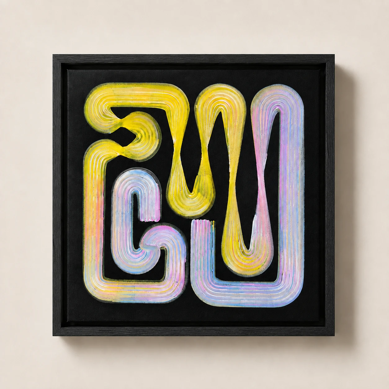 Lineage Noir / 01, Acrylic on black canvas, 50 x 50 cm, 2026