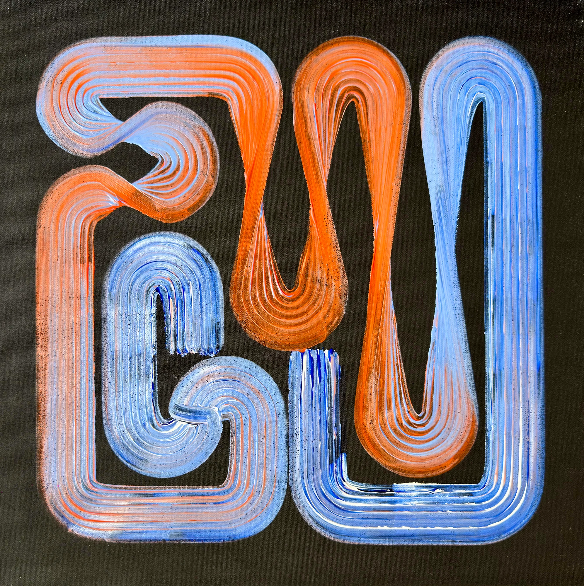 Lineage Noir / 02, Acrylic on black canvas, 50 x 50 cm, 2026