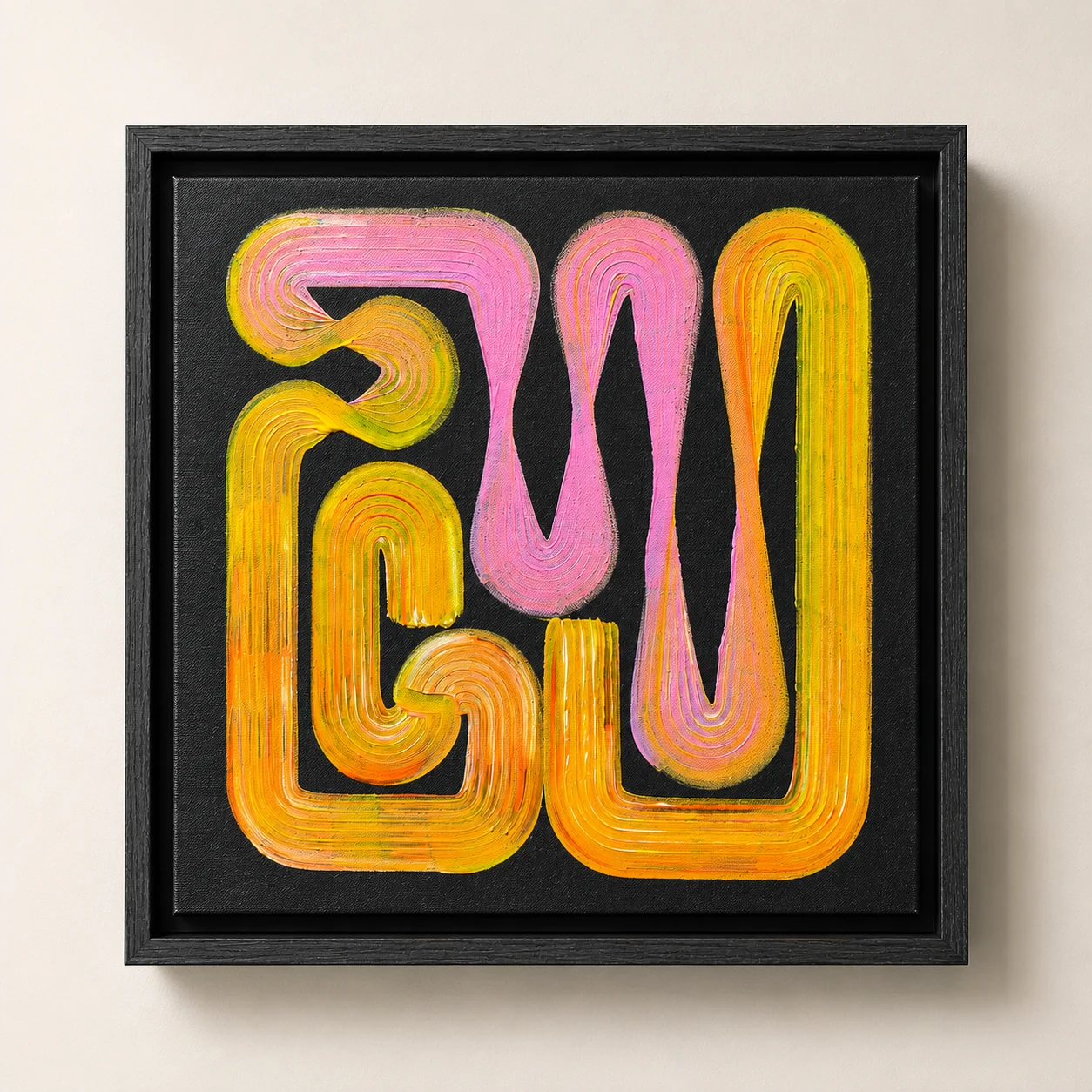 Lineage Noir / 03, Acrylic on black canvas, 50 x 50 cm, 2026